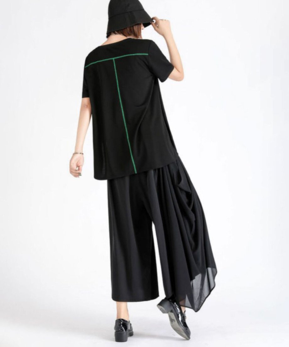 Draped Asymmetric Wide Pants