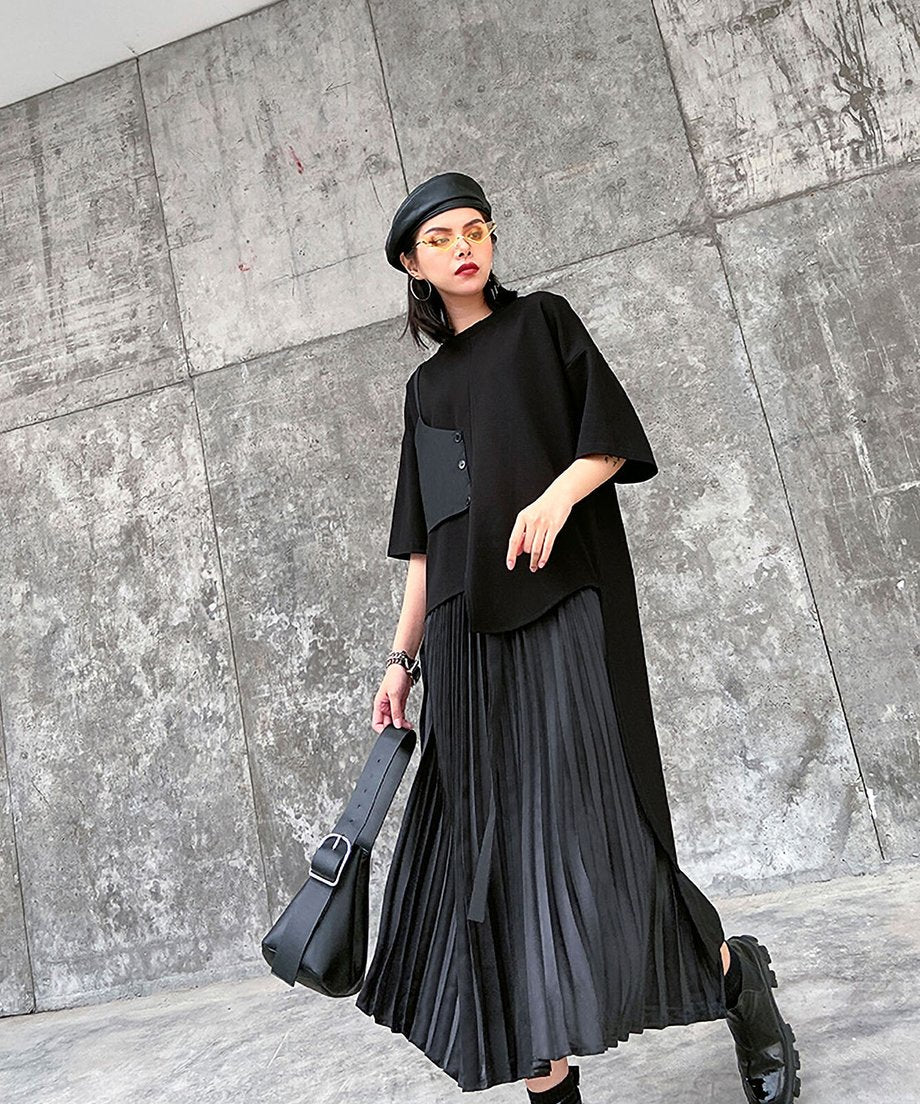 Half Sleeve Asymmetric Top