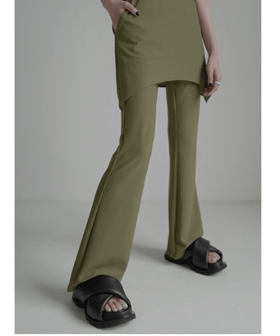 Asymmetric Skirted Flare Pants