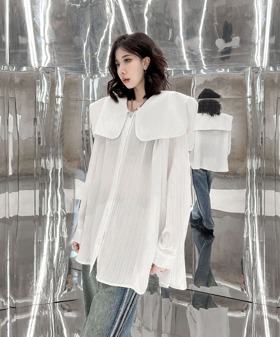 Pleated Sailor Collar Blouse