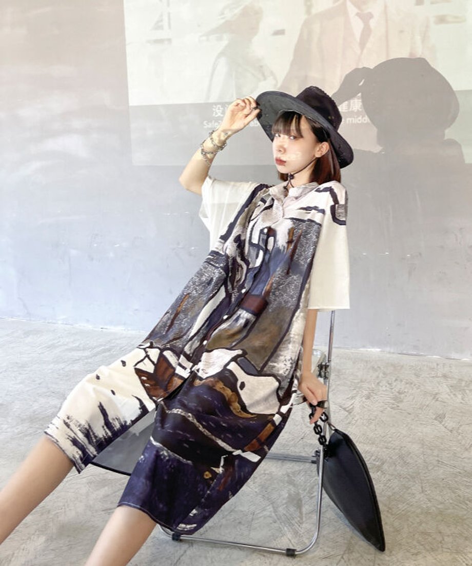 Abstract Cityscape Art Shirt Dress