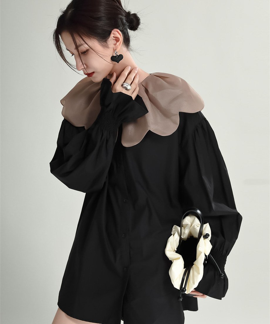 Tulip Collar Volume Sleeve Blouse