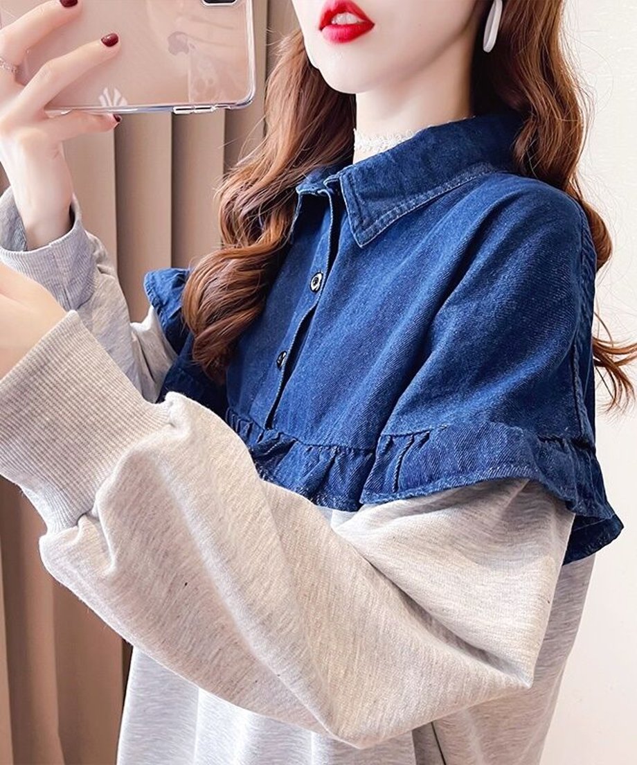 Denim Switch Top