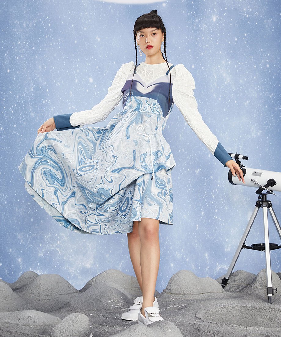 Faux Layered Marble Dress