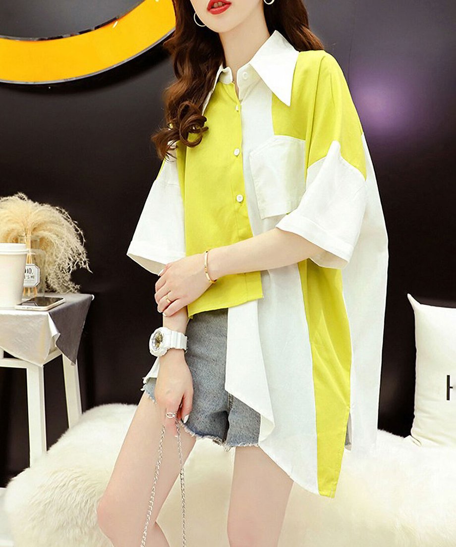 Bicolor Asymmetrical Blouse