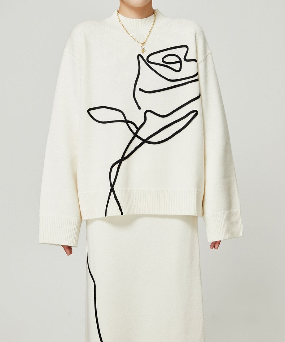 Line Drawing Sweater & Skirt Co-ord