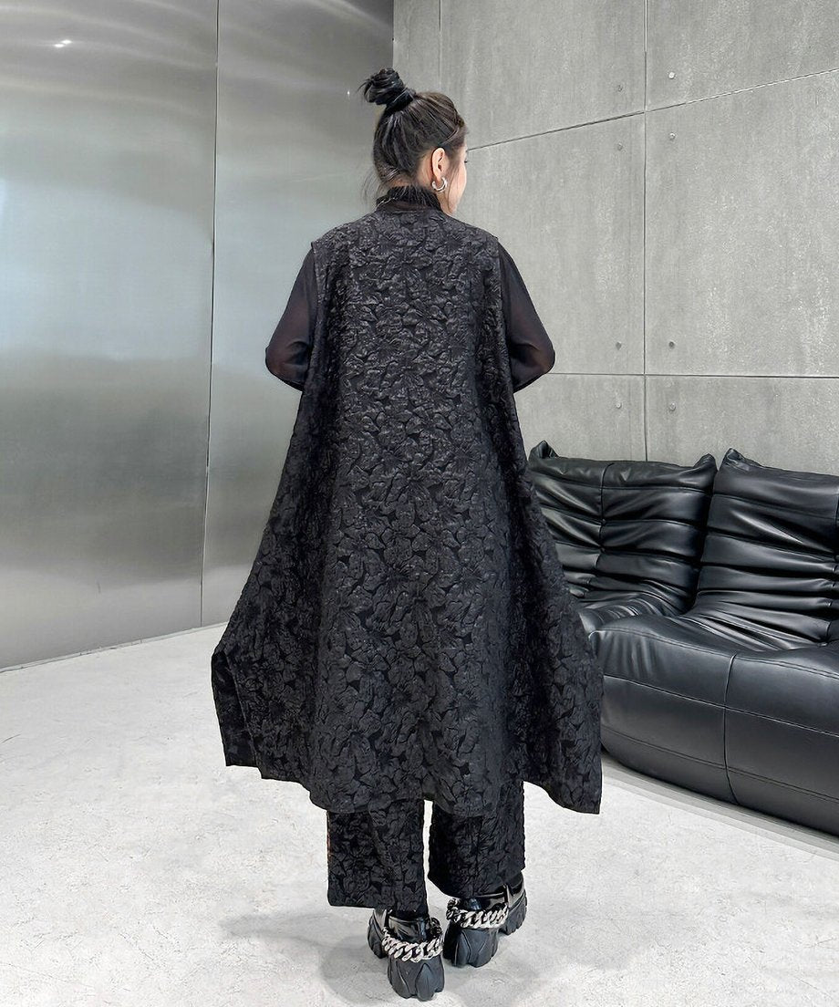Ripple-fabric Vest&Pants Co-ord