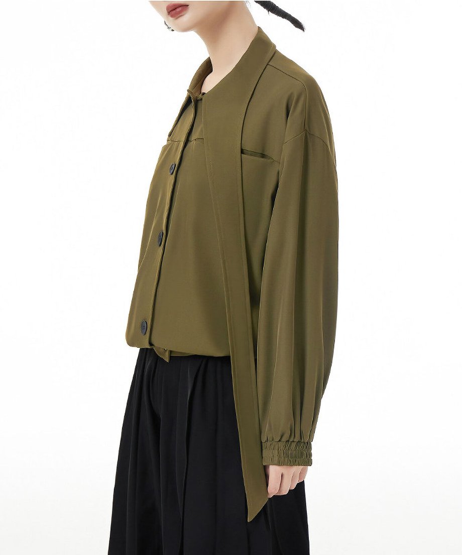 Scarf Detail Volume Jacket