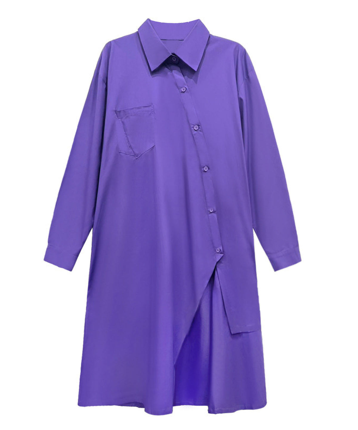 Diagonal Button Long Blouse