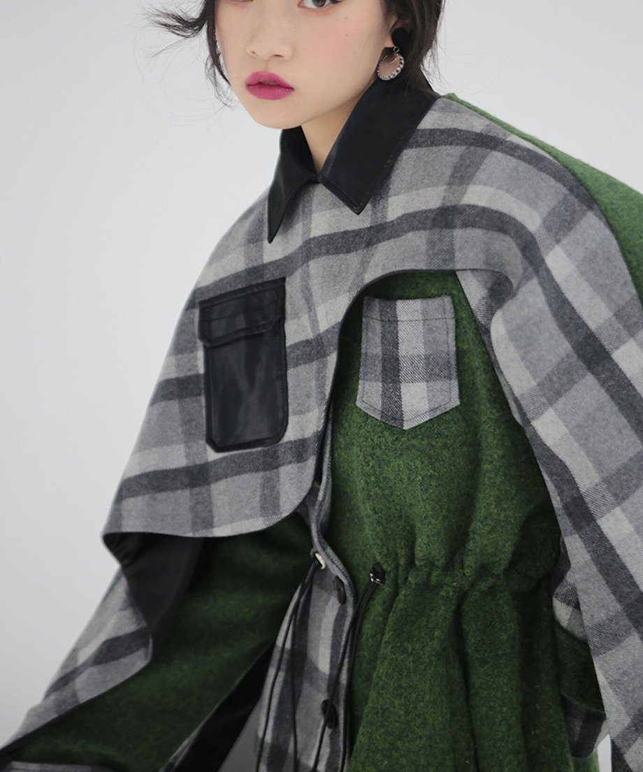 Waist Drawstring Cape Coat