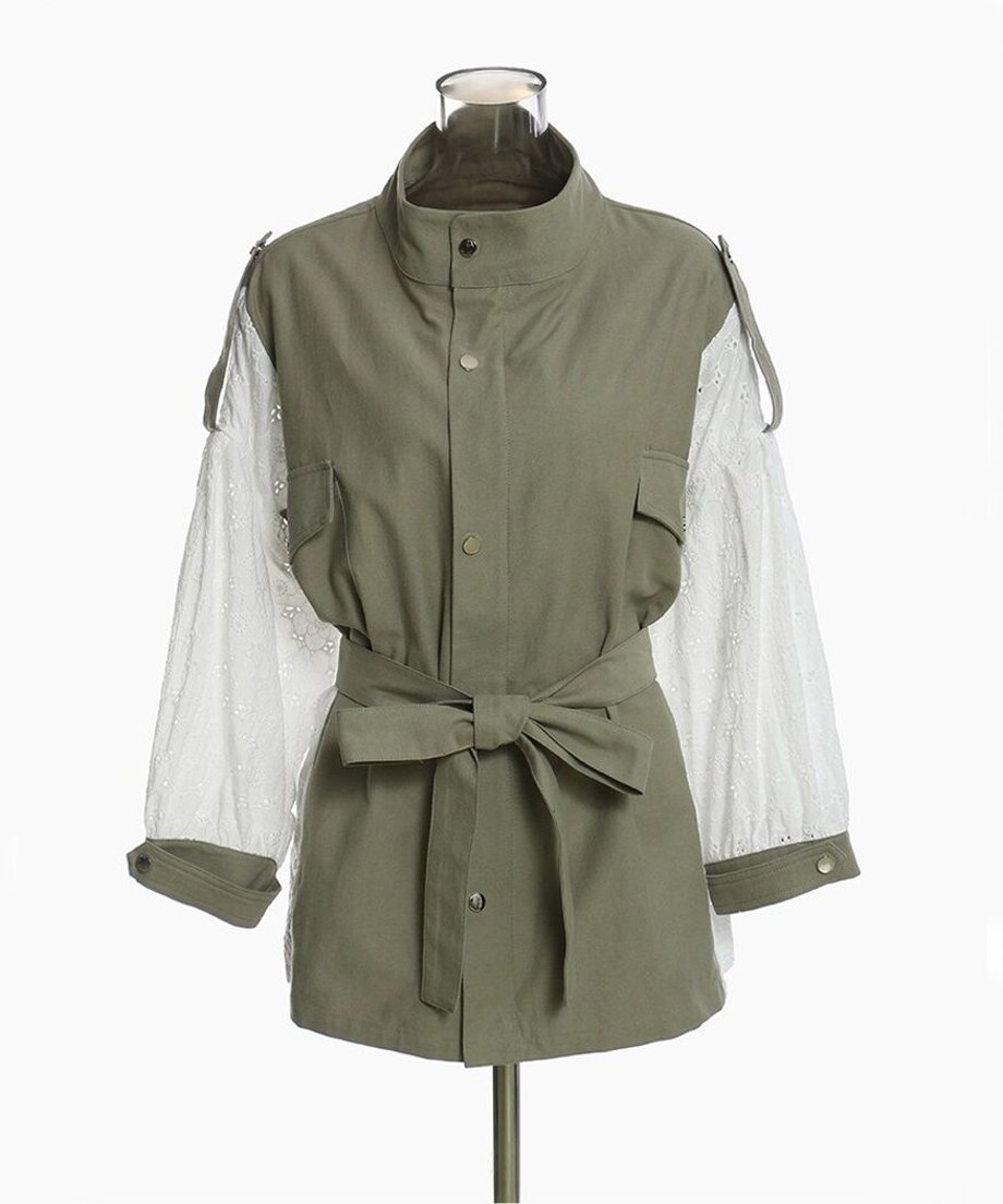 Lace Switching Short Coat