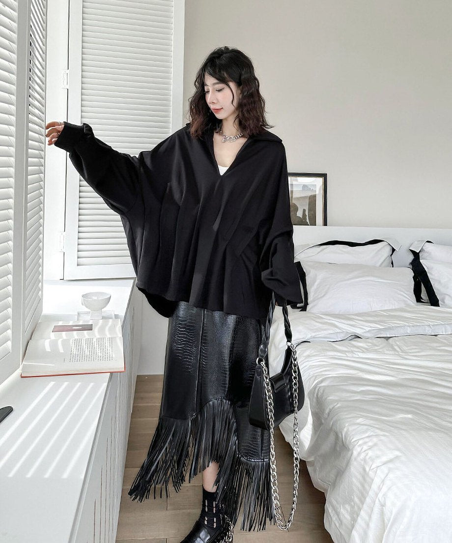 Fringe Faux Leather Skirt