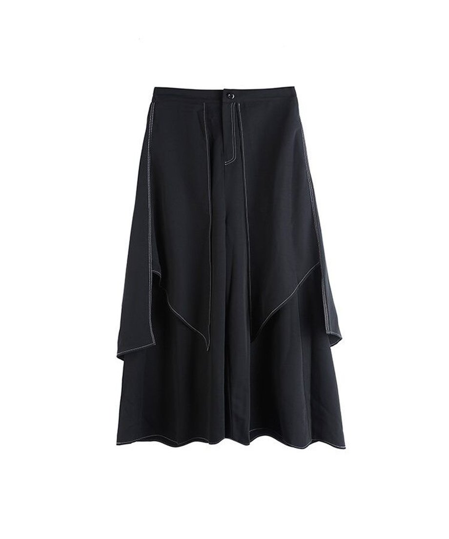 Asymmetric Fold Wide Pants