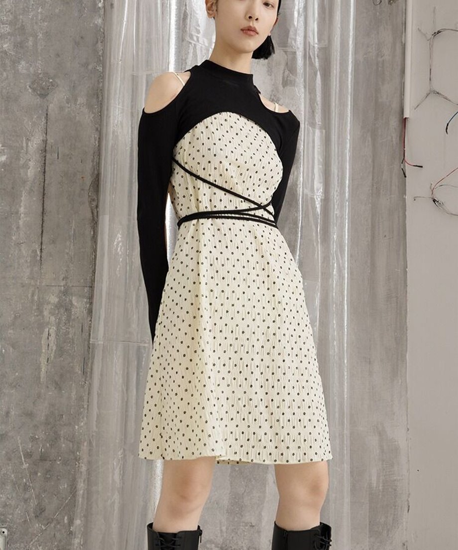 Cutout Layered Top & Dot Dress Co-ord