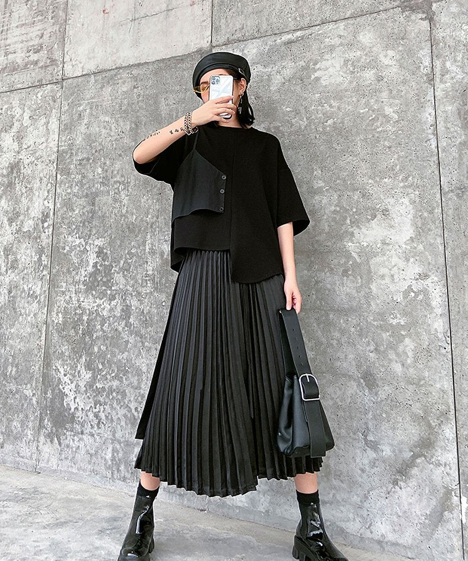 Half Sleeve Asymmetric Top