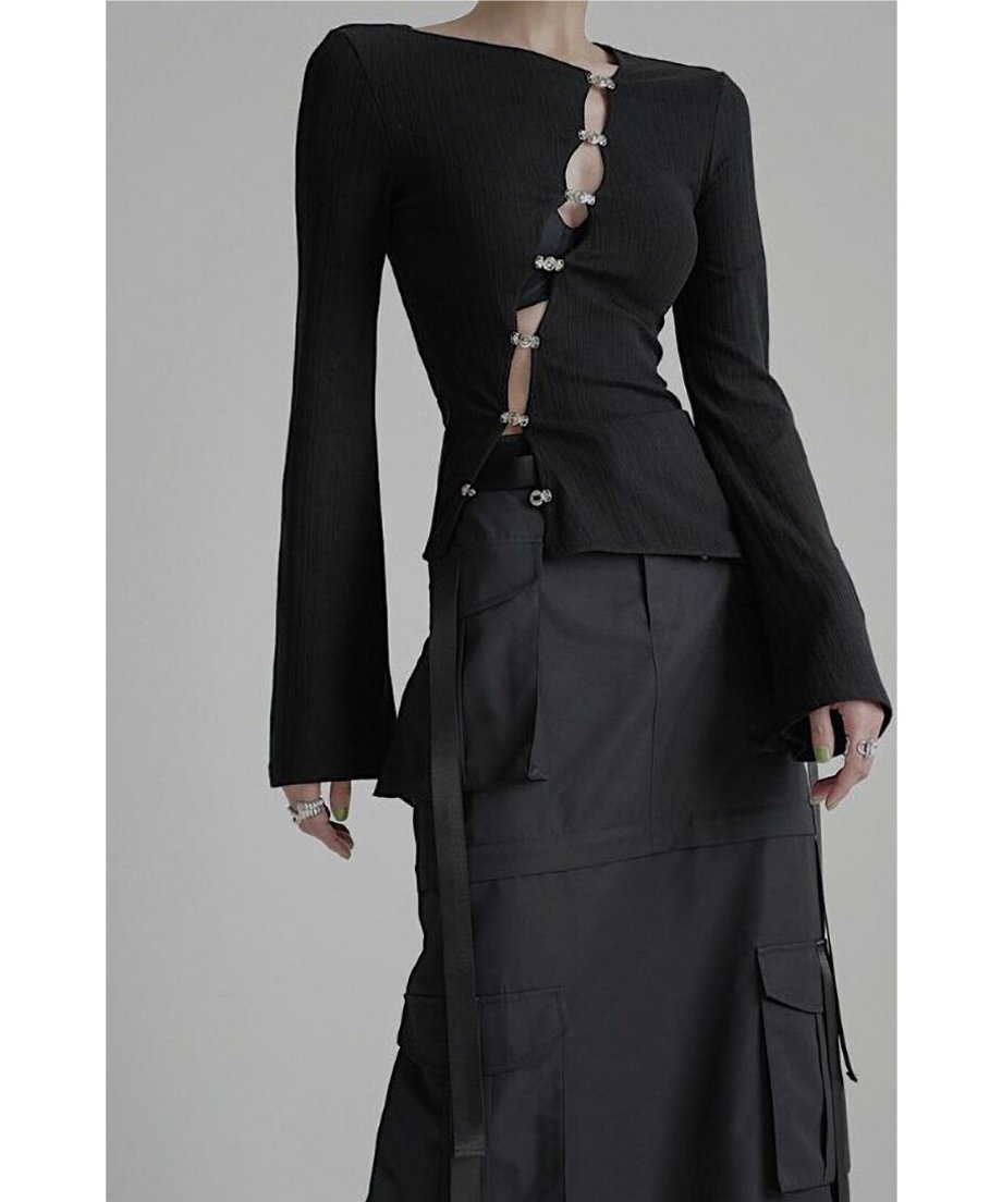 Asymmetric Cut-Out Hook Cardigan