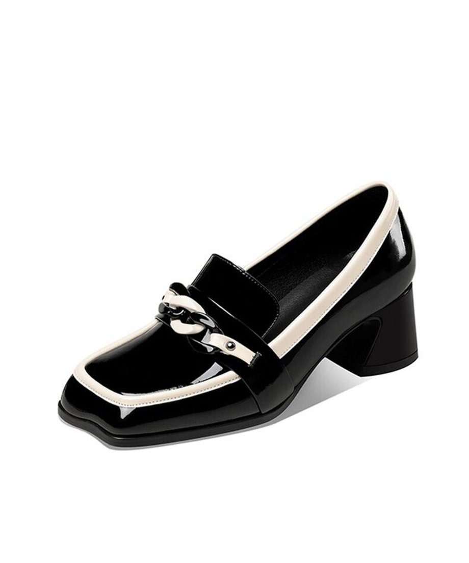 Gloss Chain Accent Loafers