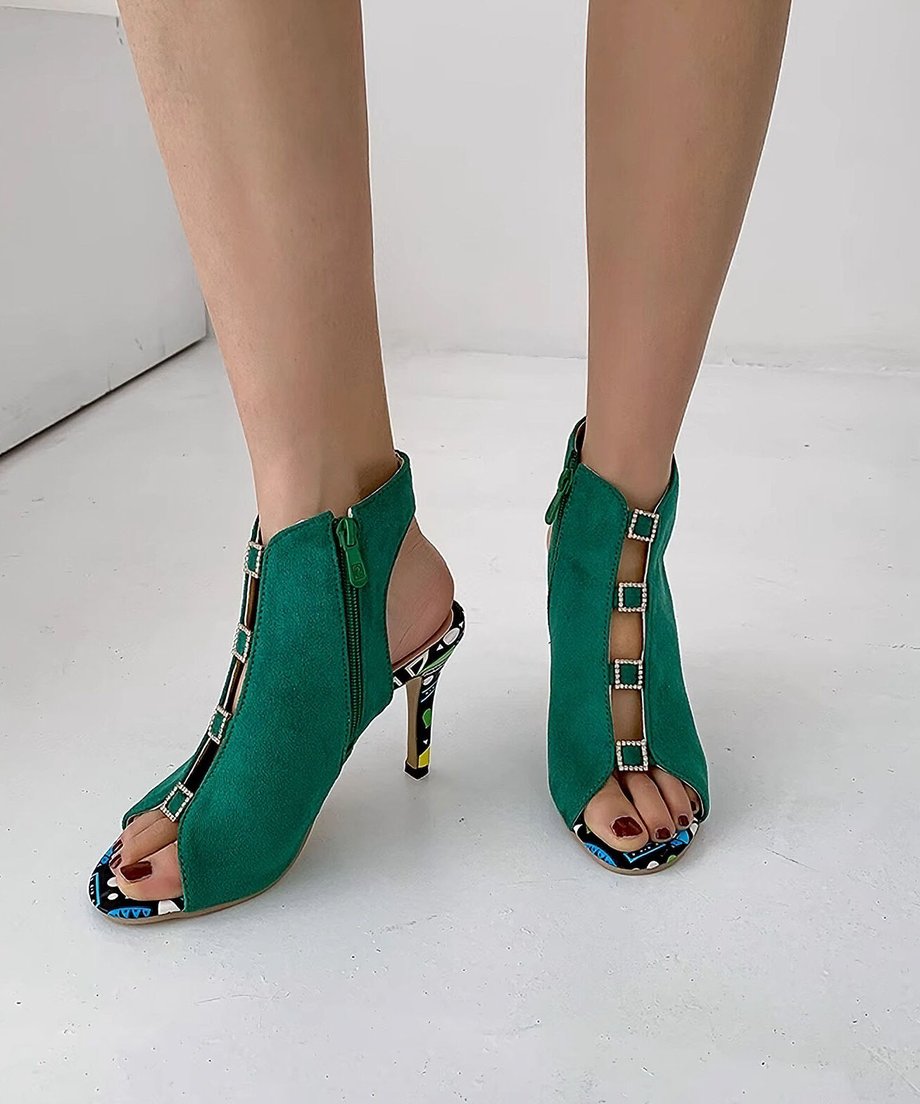 Square Stone High Heels