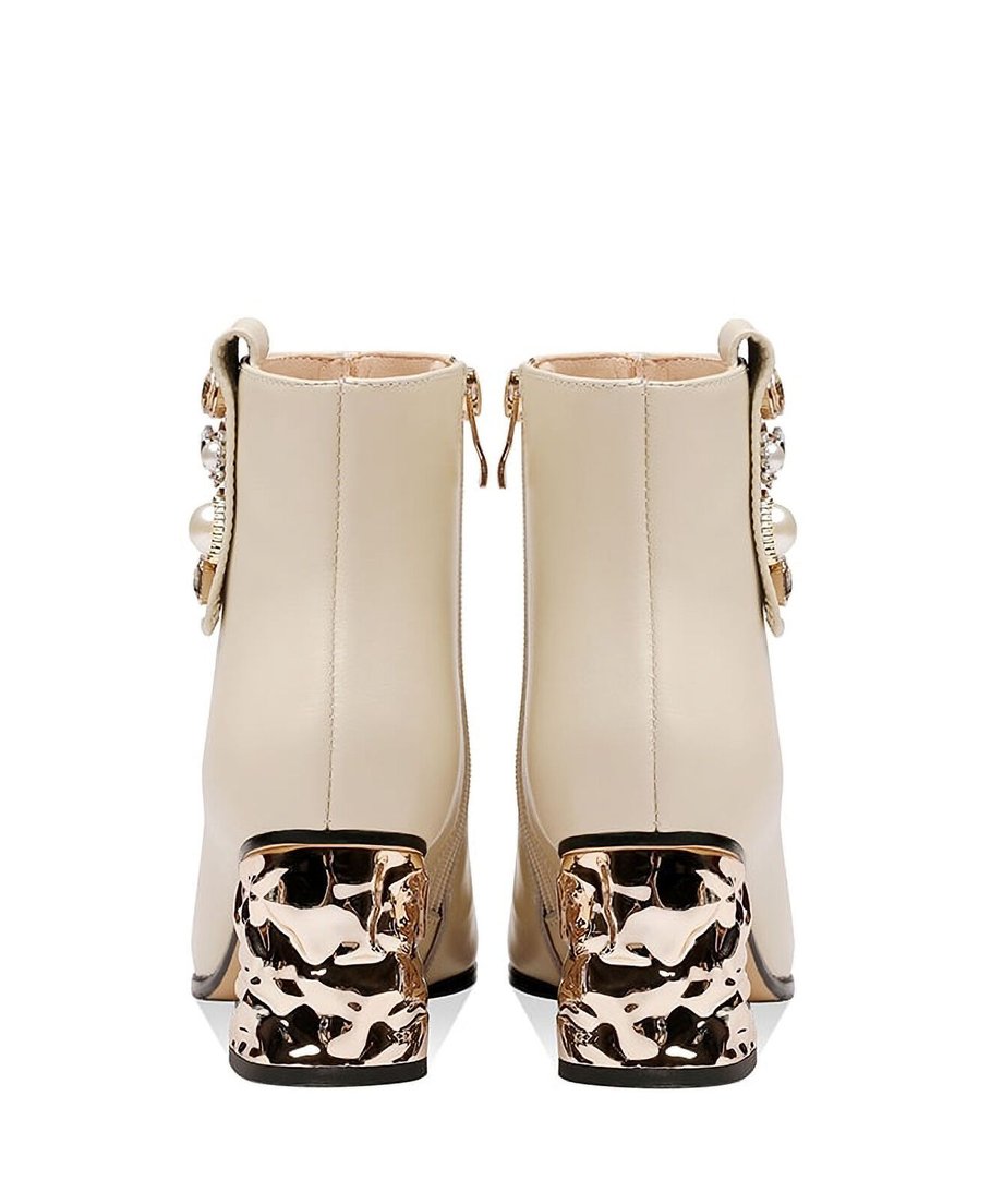 Metallic Sculpture Heel Ankle Boots
