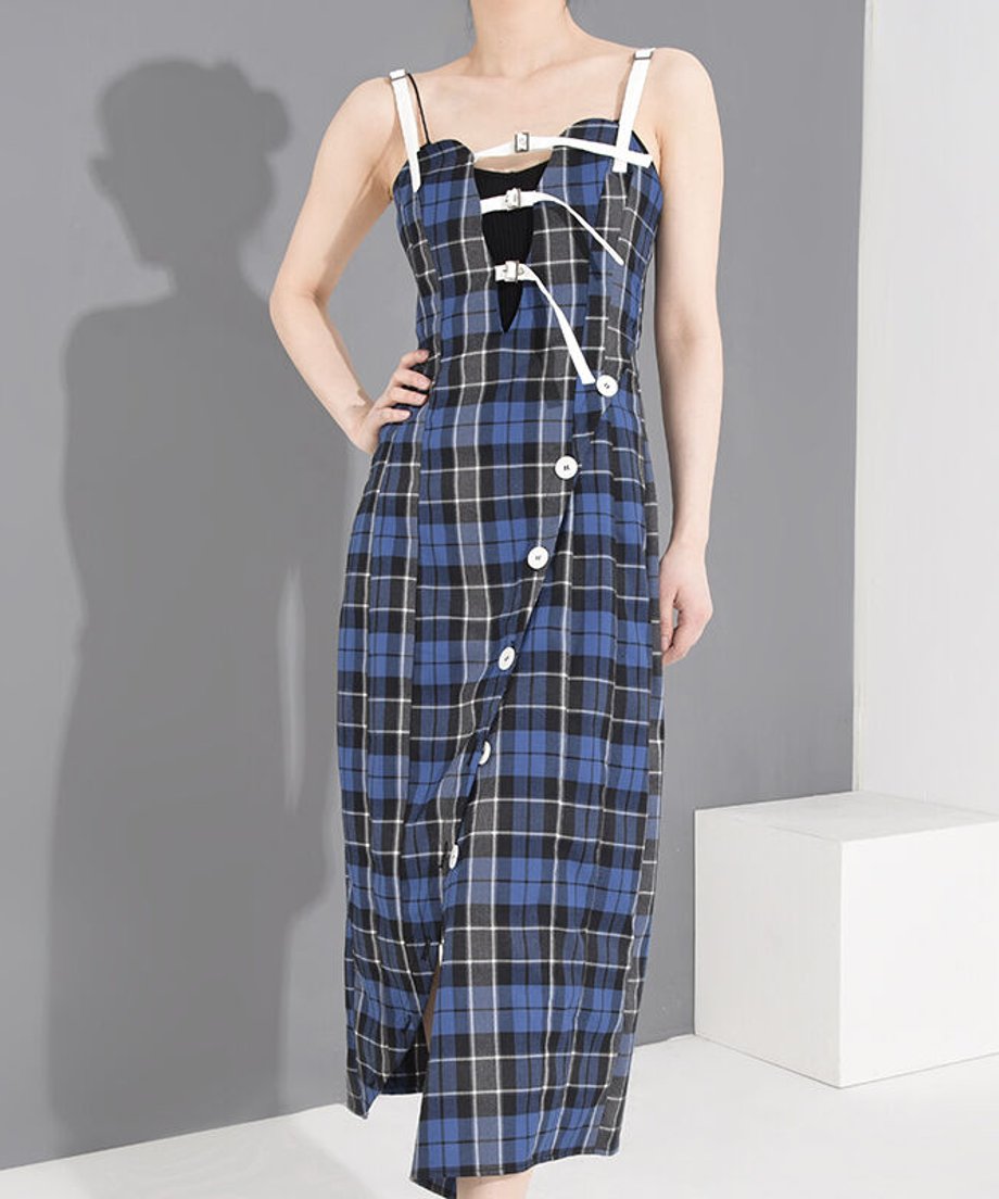 check pattern camisole dress
