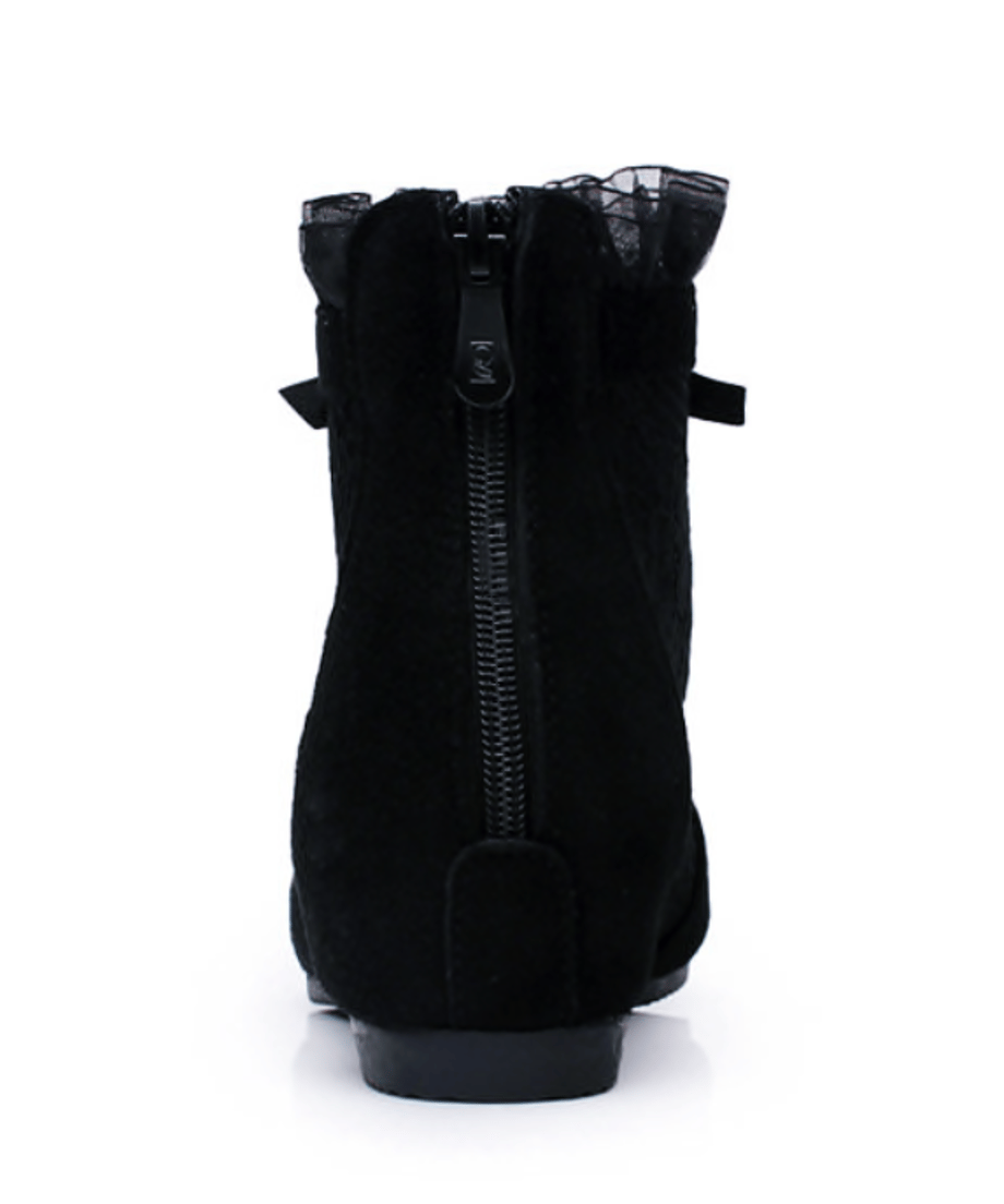 Lace Mesh Ribbon Flat Boots