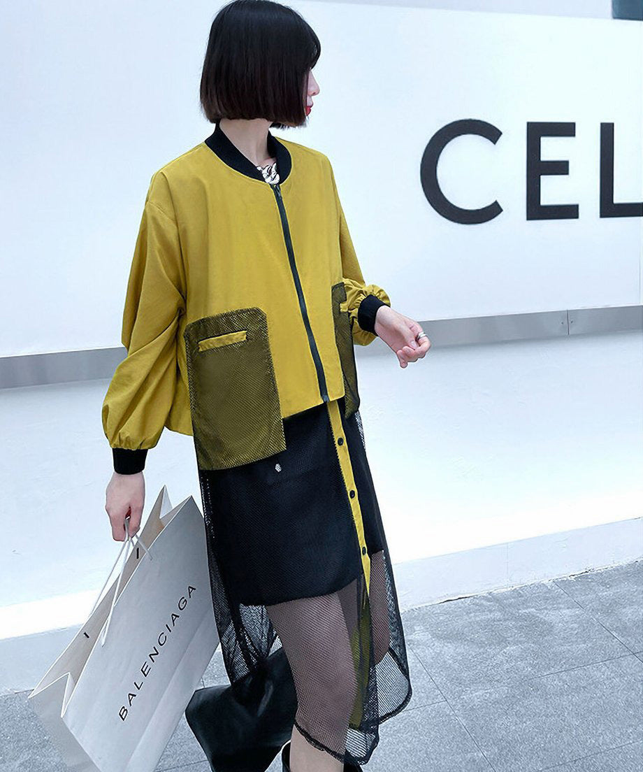 Mesh Switch Zip Cardigan