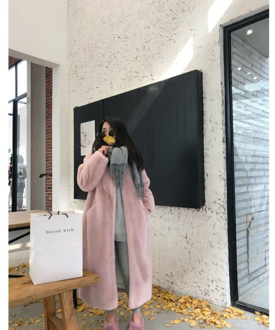 faux fur long coat