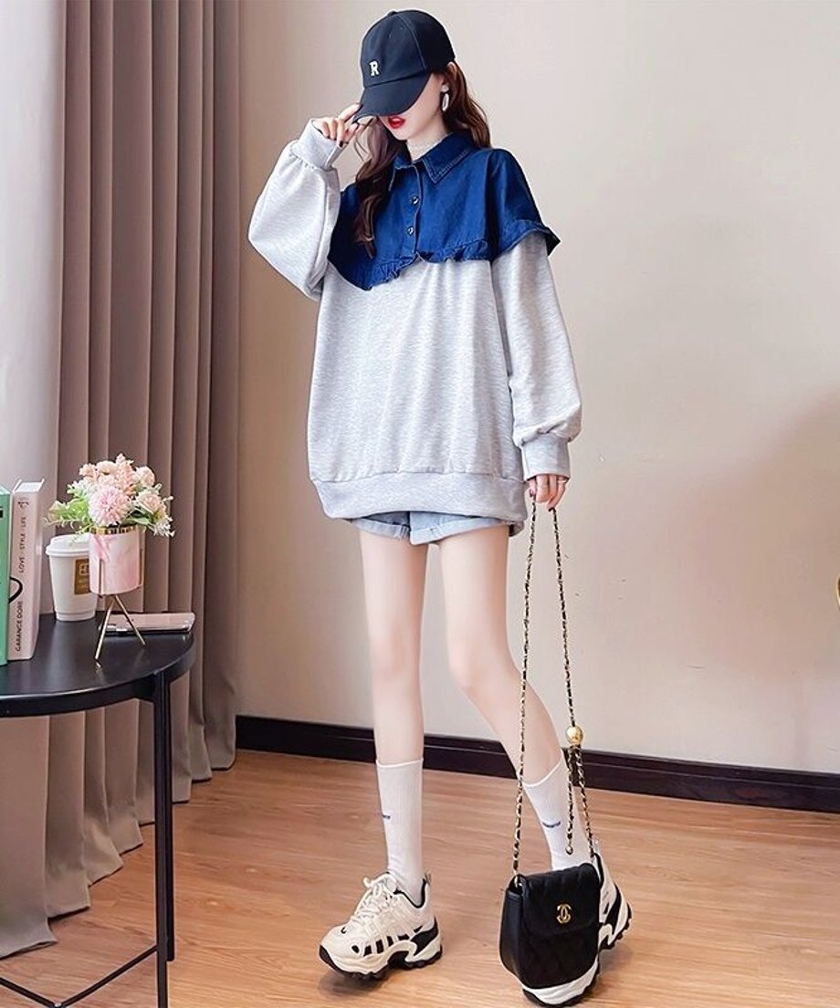 Denim Switch Top