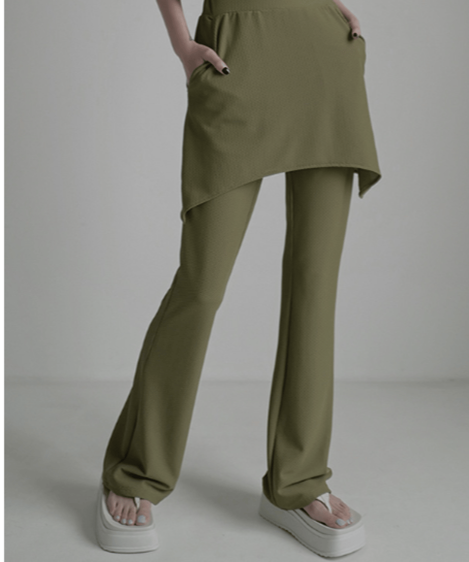 Asymmetric Skirted Flare Pants