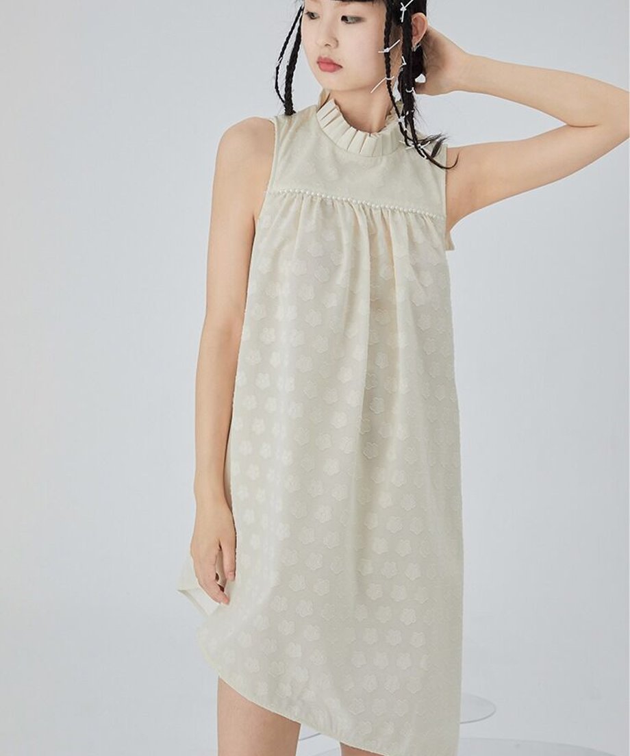 Dot Jacquard Asymmetric Dress