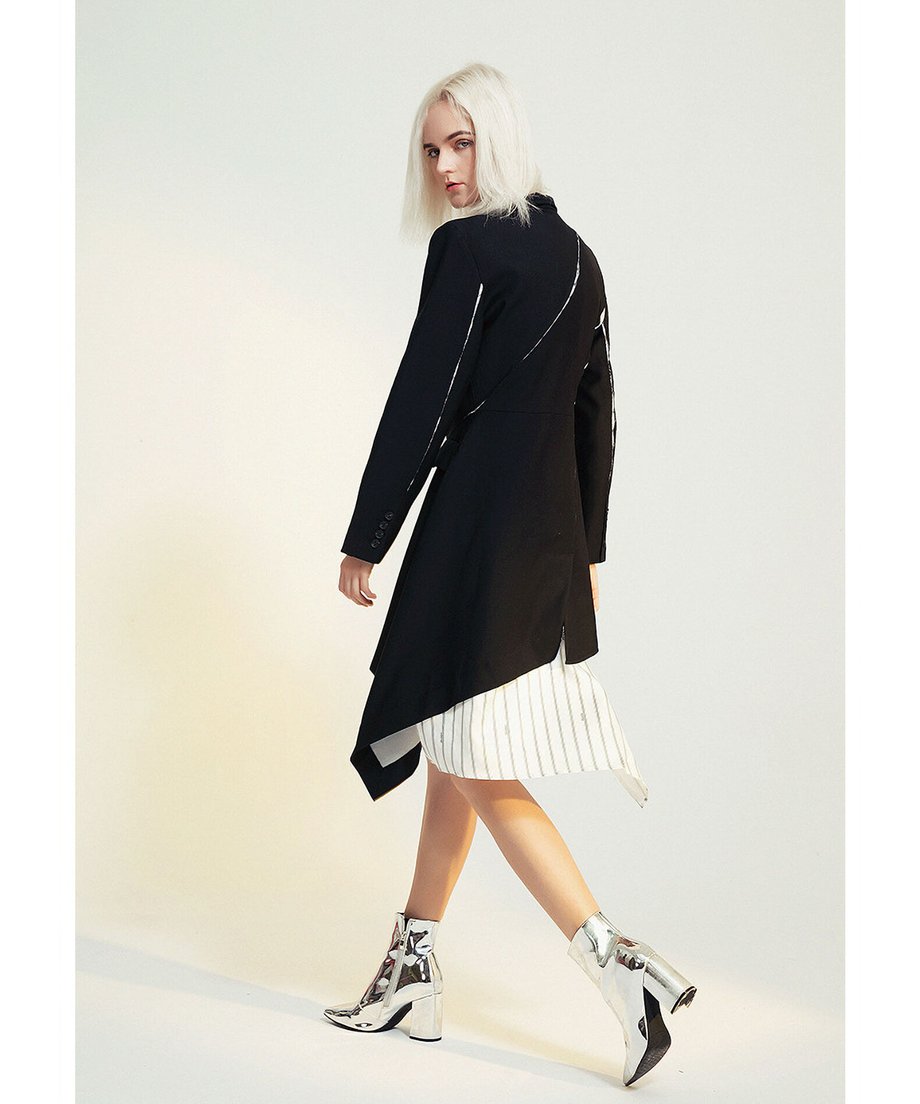 Pleated Panel Tailored Jacket