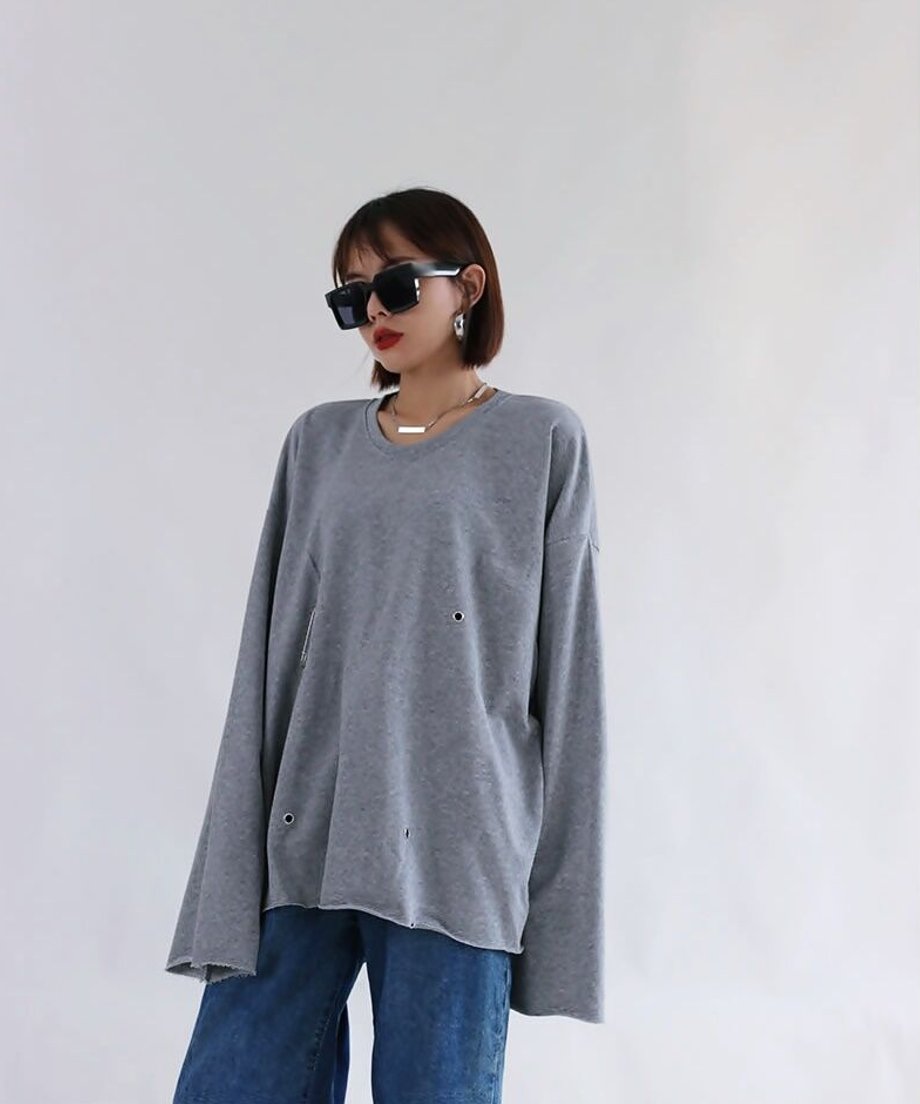 Pin Tuck Drape Long Sleeve Top