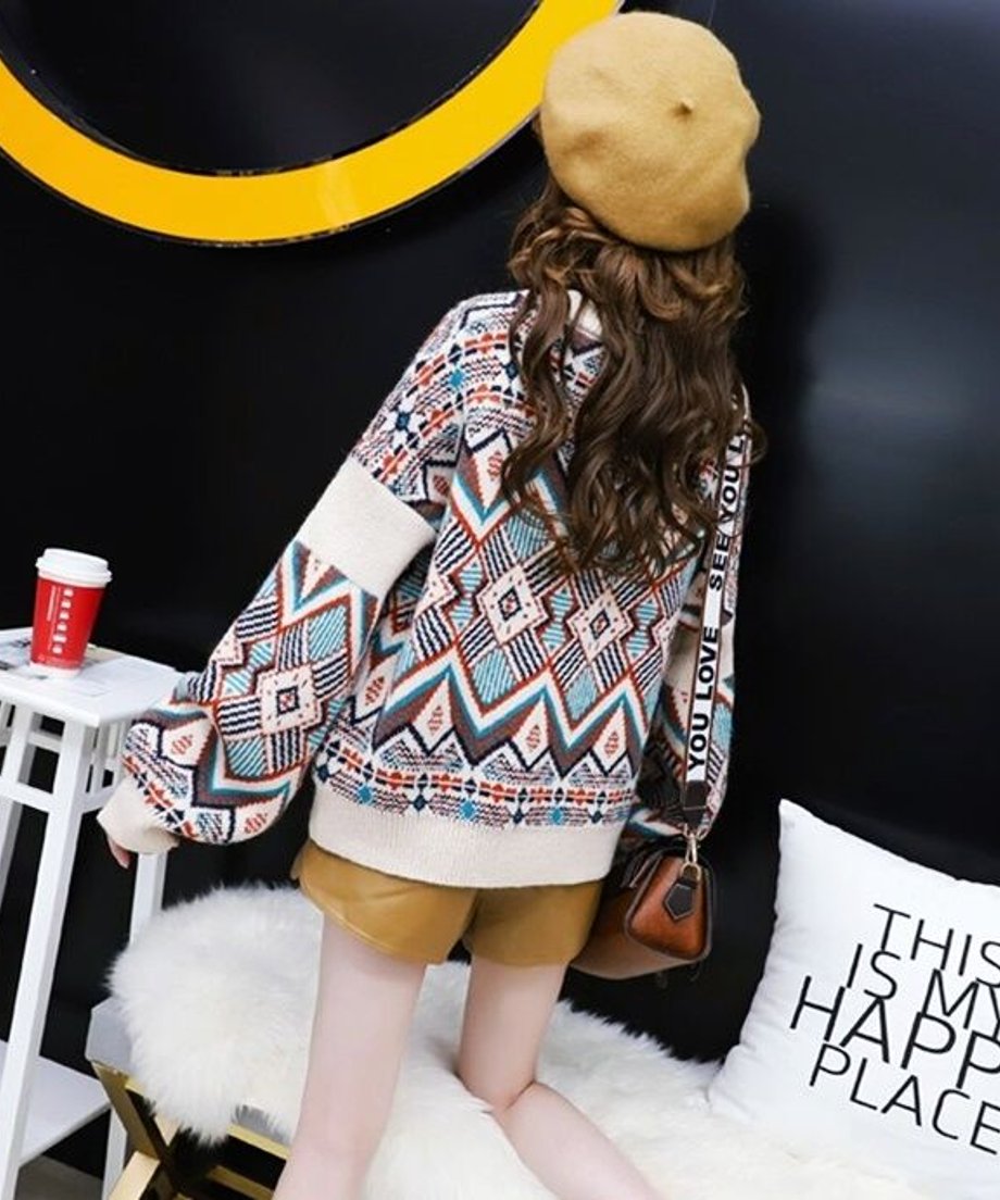 Tribal Geometric Knit Sweater