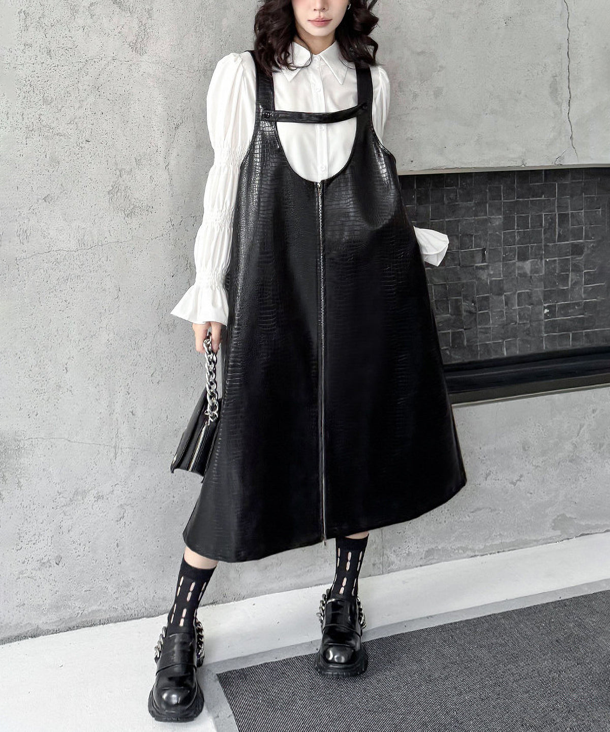 Zip Suspender Dress