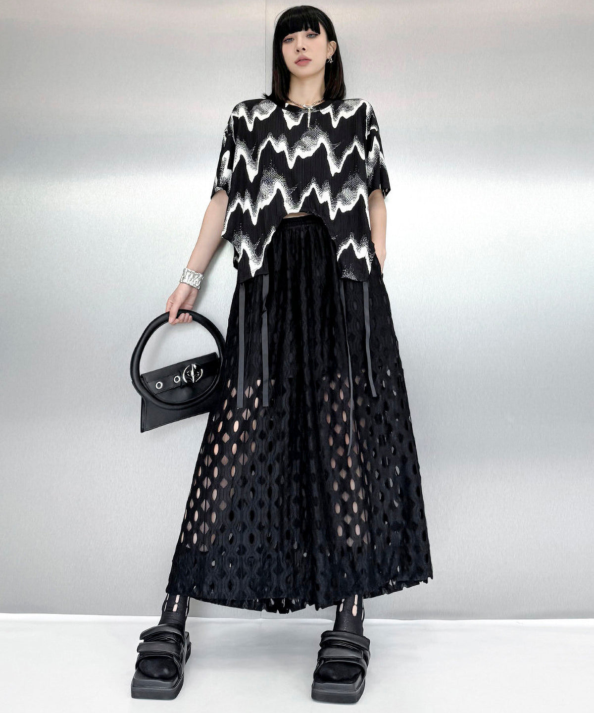 Cut-out Wide Pants