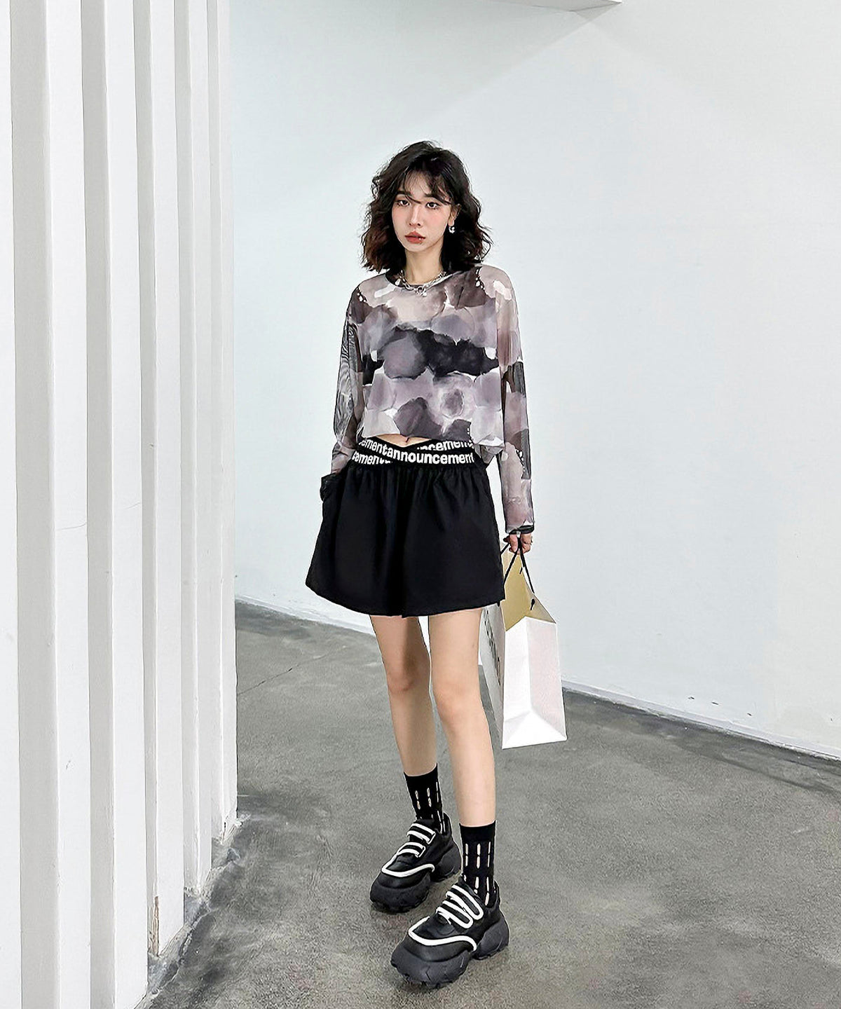 Cross Line Waist Shorts