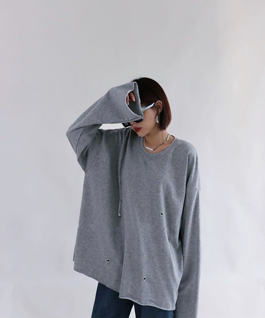 Pin Tuck Drape Long Sleeve Top