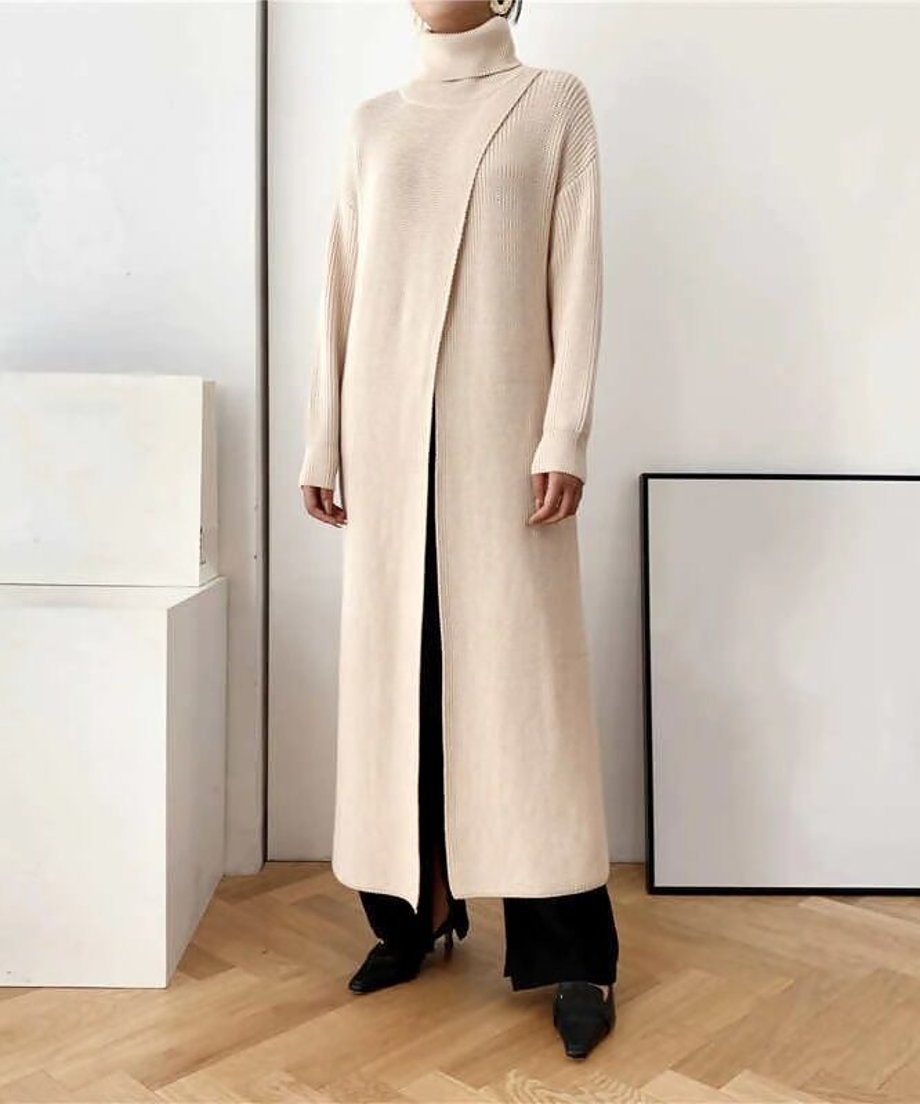 Long Knit Drape Sweater