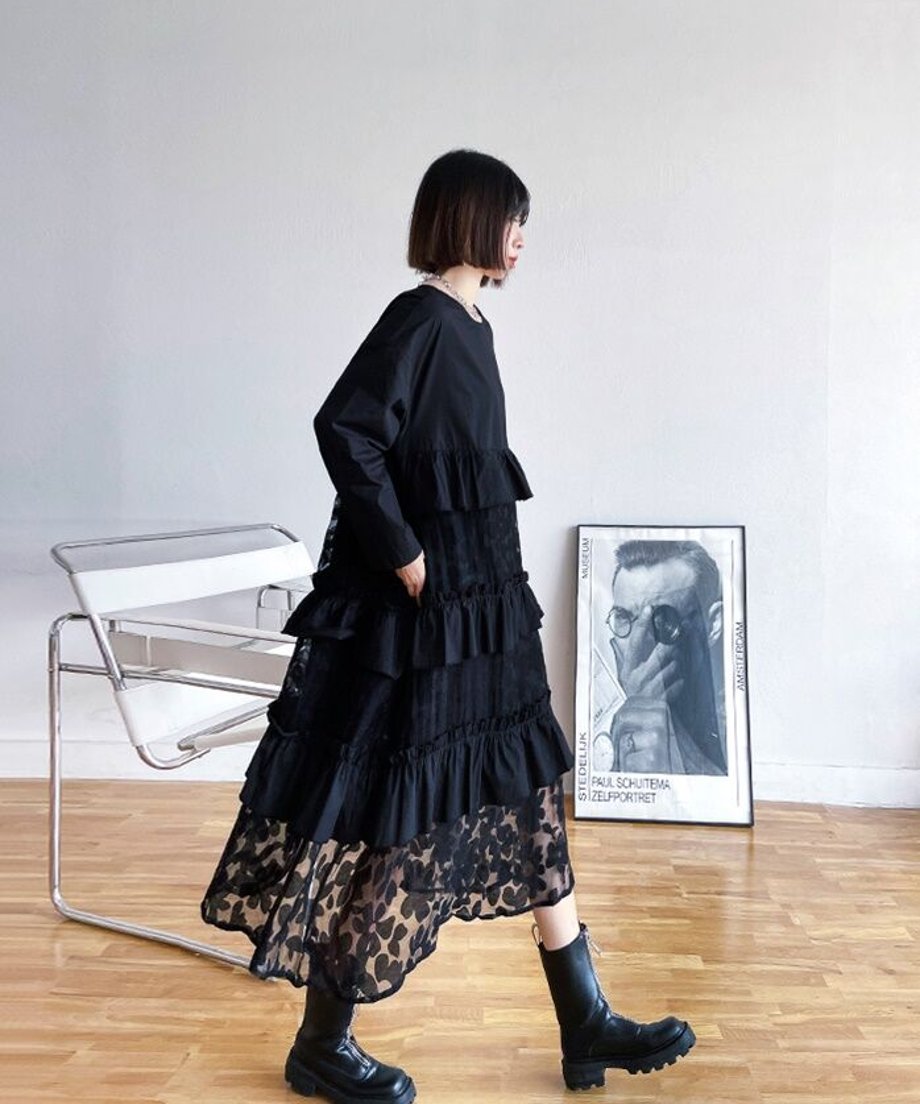 See-Through Floral Tiered Dress