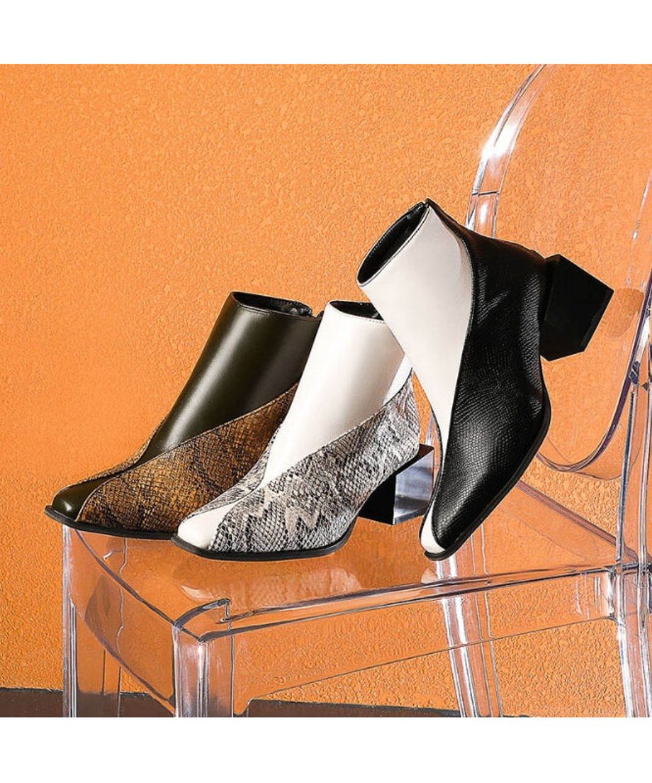 Two-Tone Split Line Ankle Boots