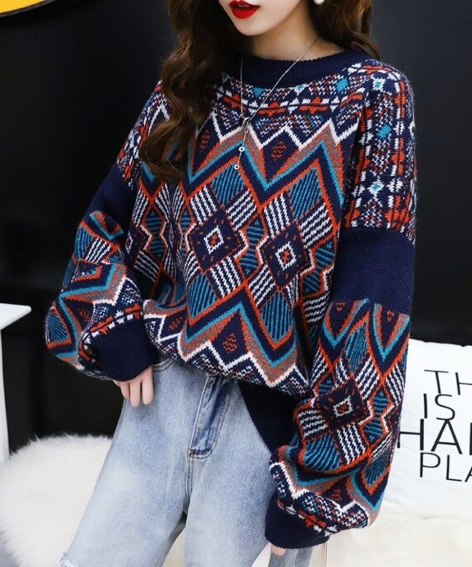 Tribal Geometric Knit Sweater
