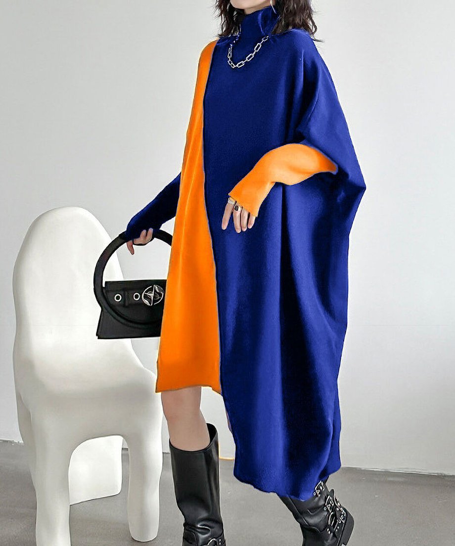 Diagonal Switch Sweater Dress