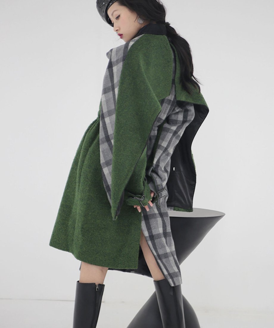 Waist Drawstring Cape Coat