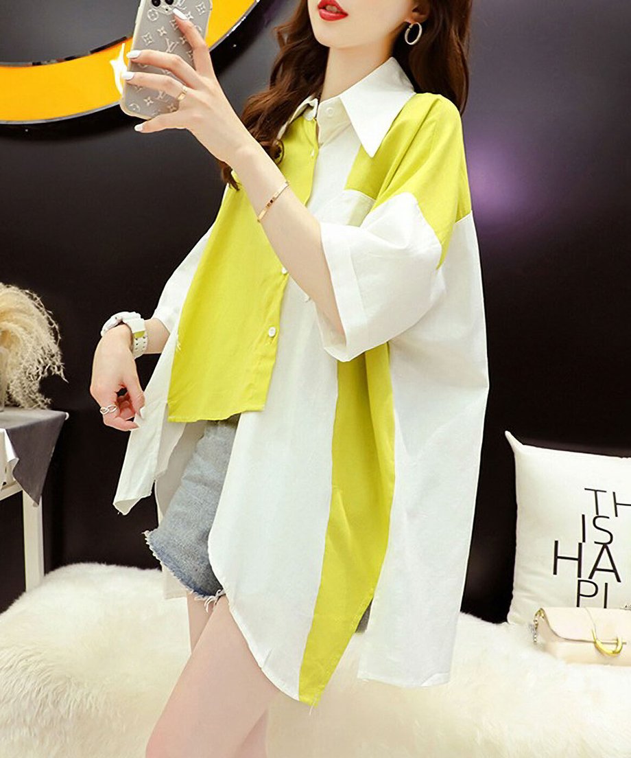 Bicolor Asymmetrical Blouse