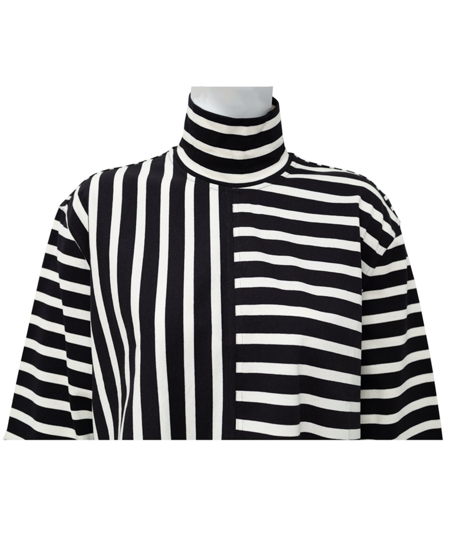 Striped Turtle-neck Top