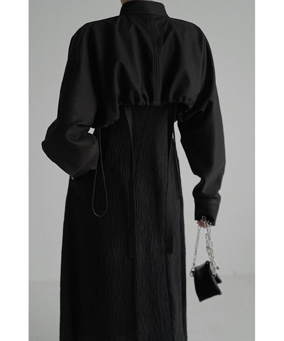 Crinkled Square Neck Long Dress