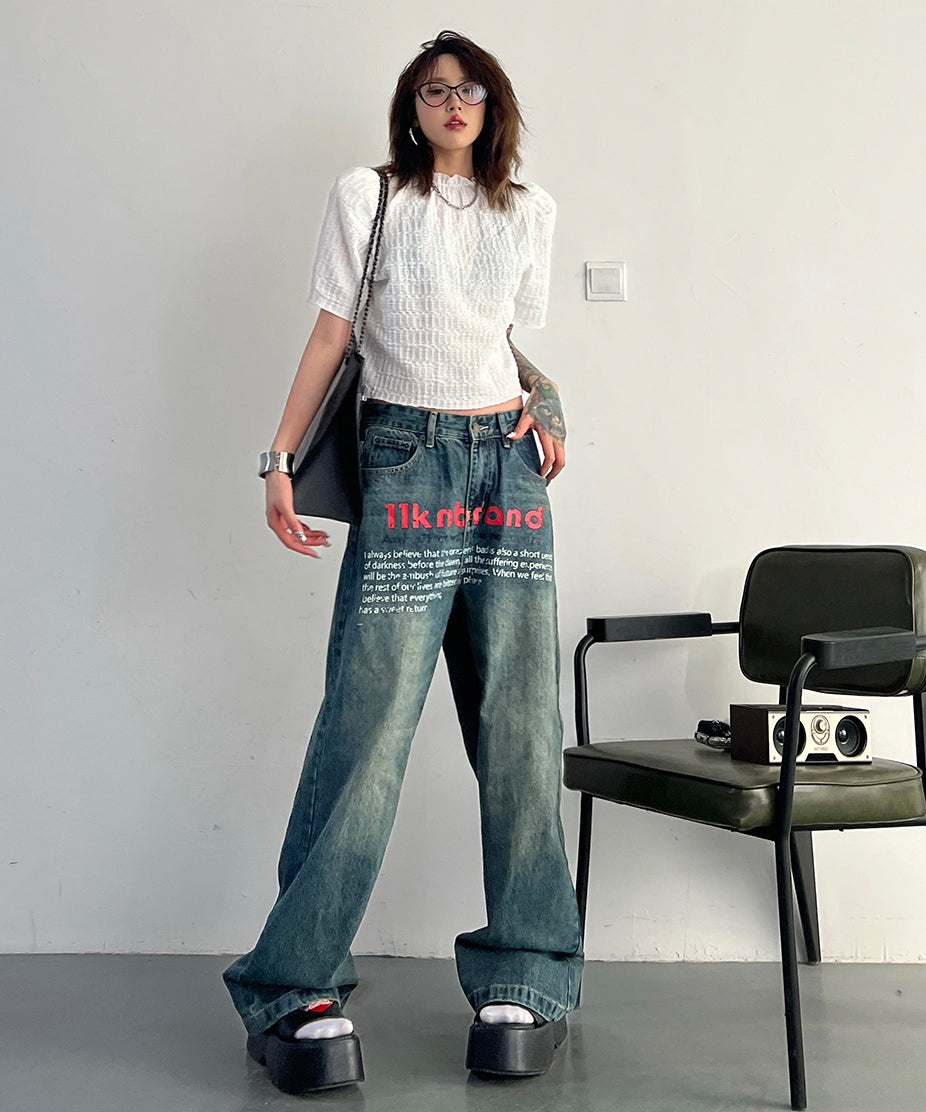 Puff Sleeve Ripple-fabric Top