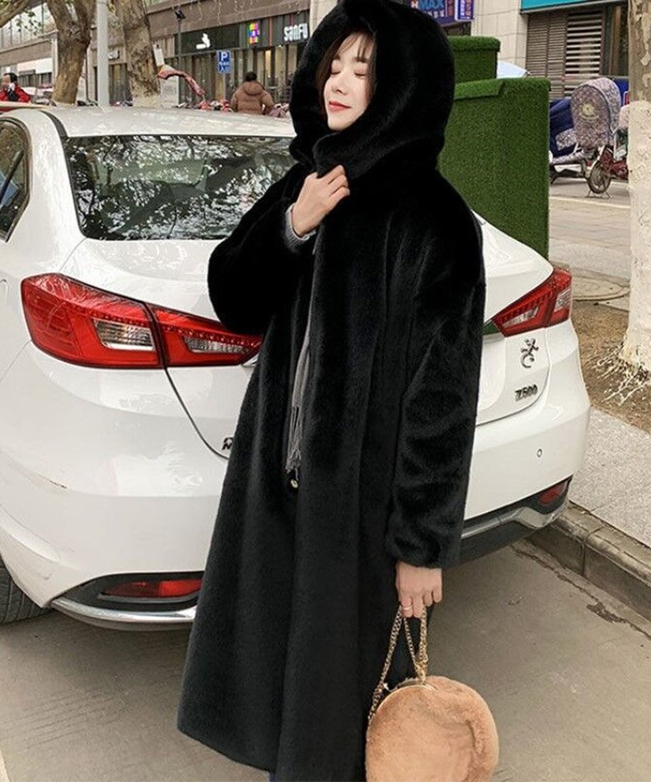 faux fur long coat