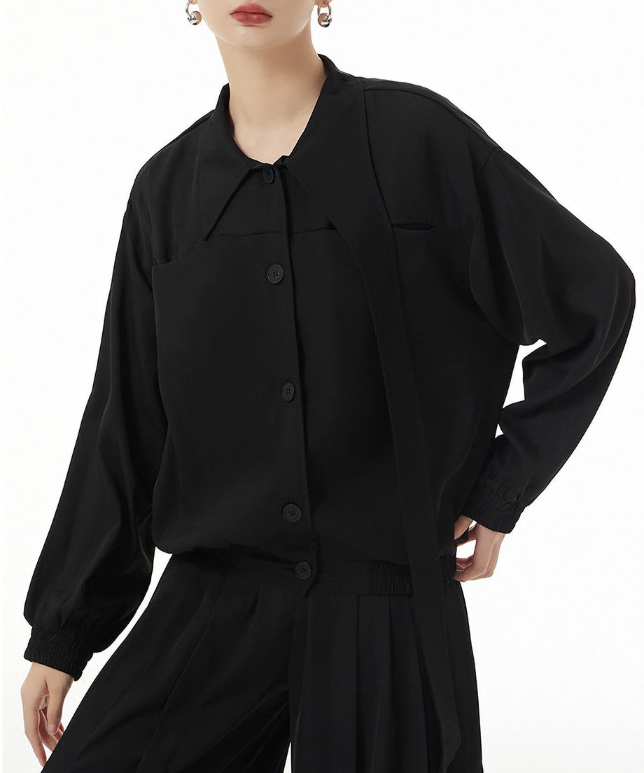 Scarf Detail Volume Jacket