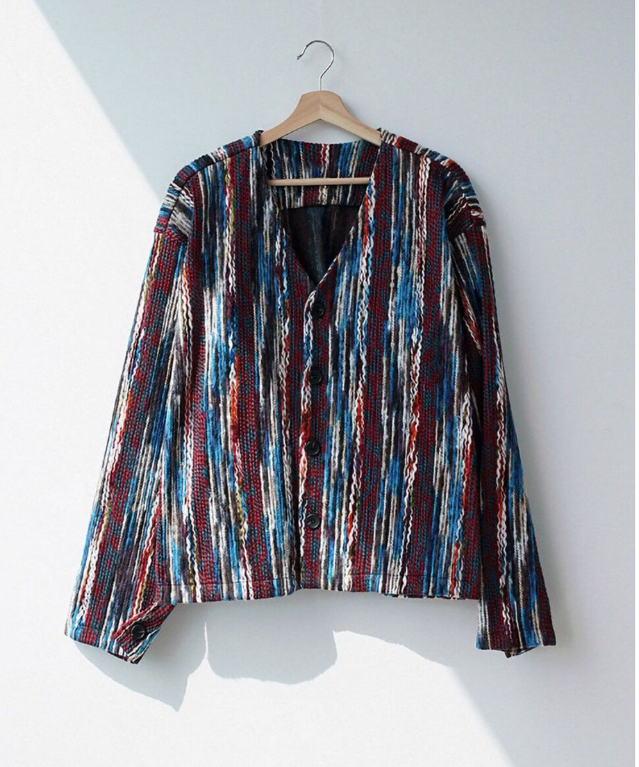 Multicolor Wavy Knit Cardigan